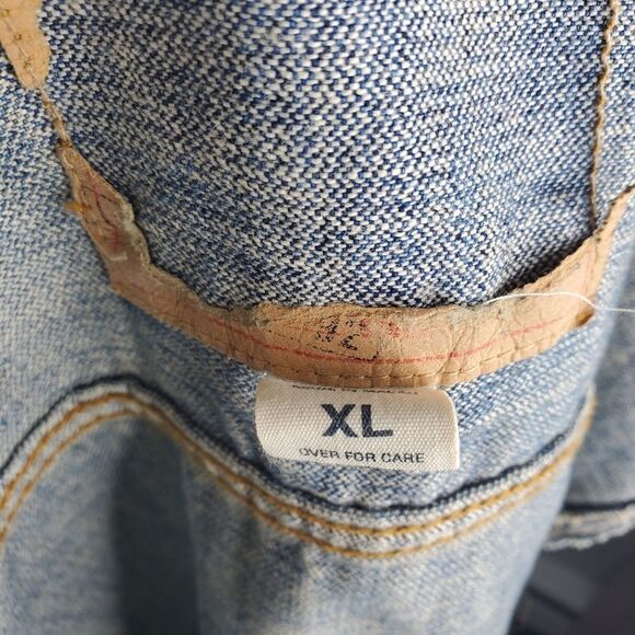 JACK SKELLINGTON vest hand‎ painted distressed jean denim XL - Picture 8 of 9